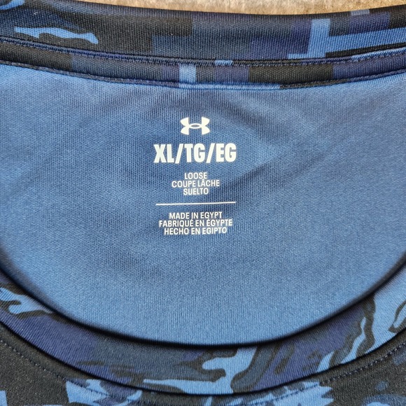 Under Armour Tech T Shirt Women XL Blue Digital Camo Loose Athletic Gym Training - Picture 3 of 9